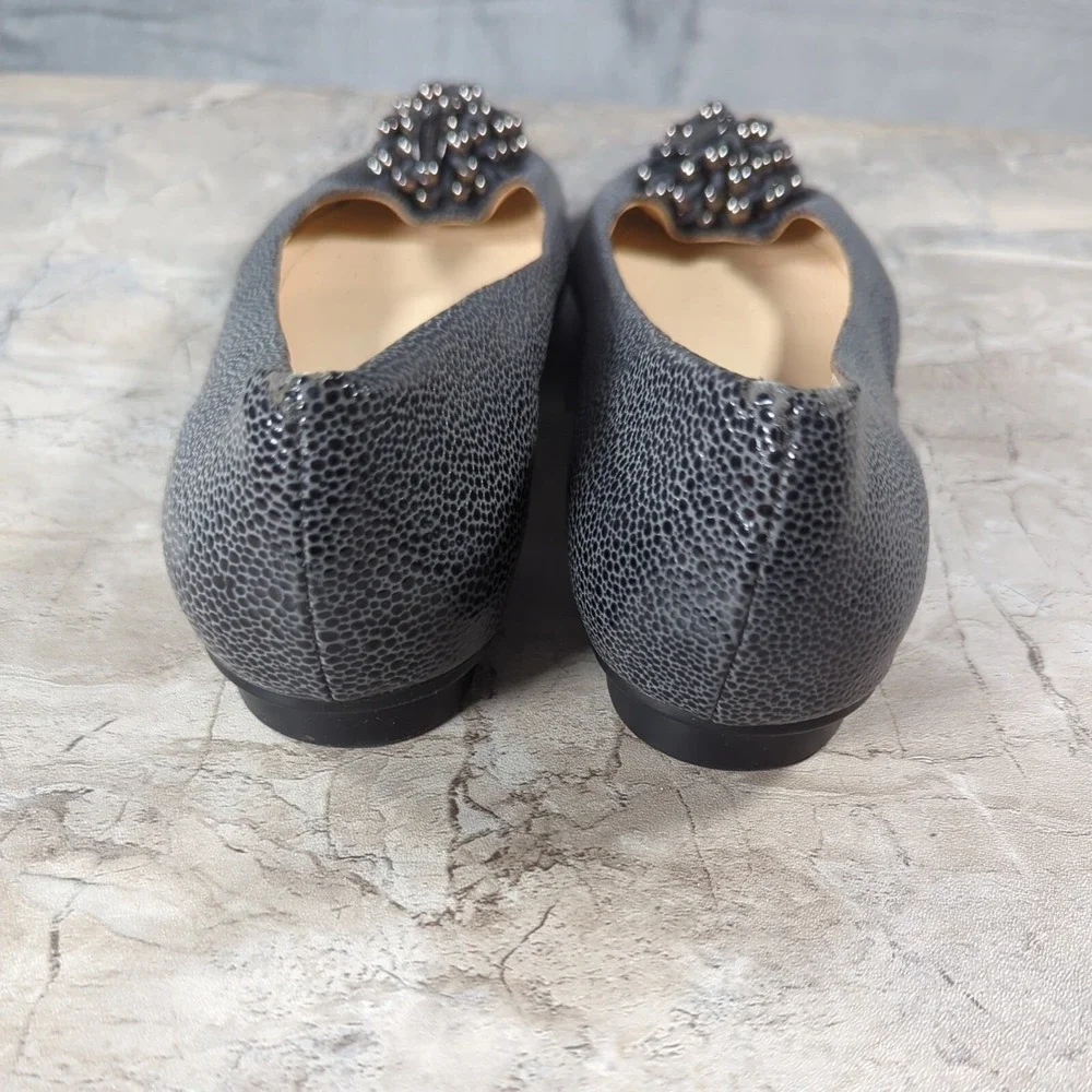 Calvin Klein Mackenzi Reptile Flat w/Cluster Bead Womens Sz 8.5 M‎